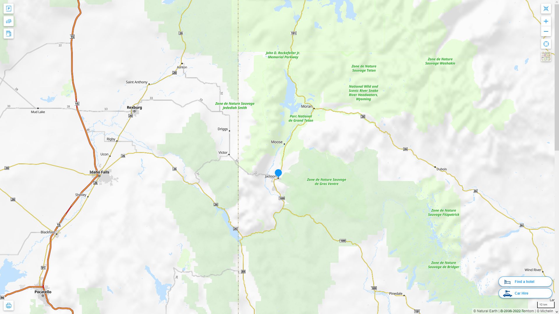 Jackson Wyoming Highway and Road Map